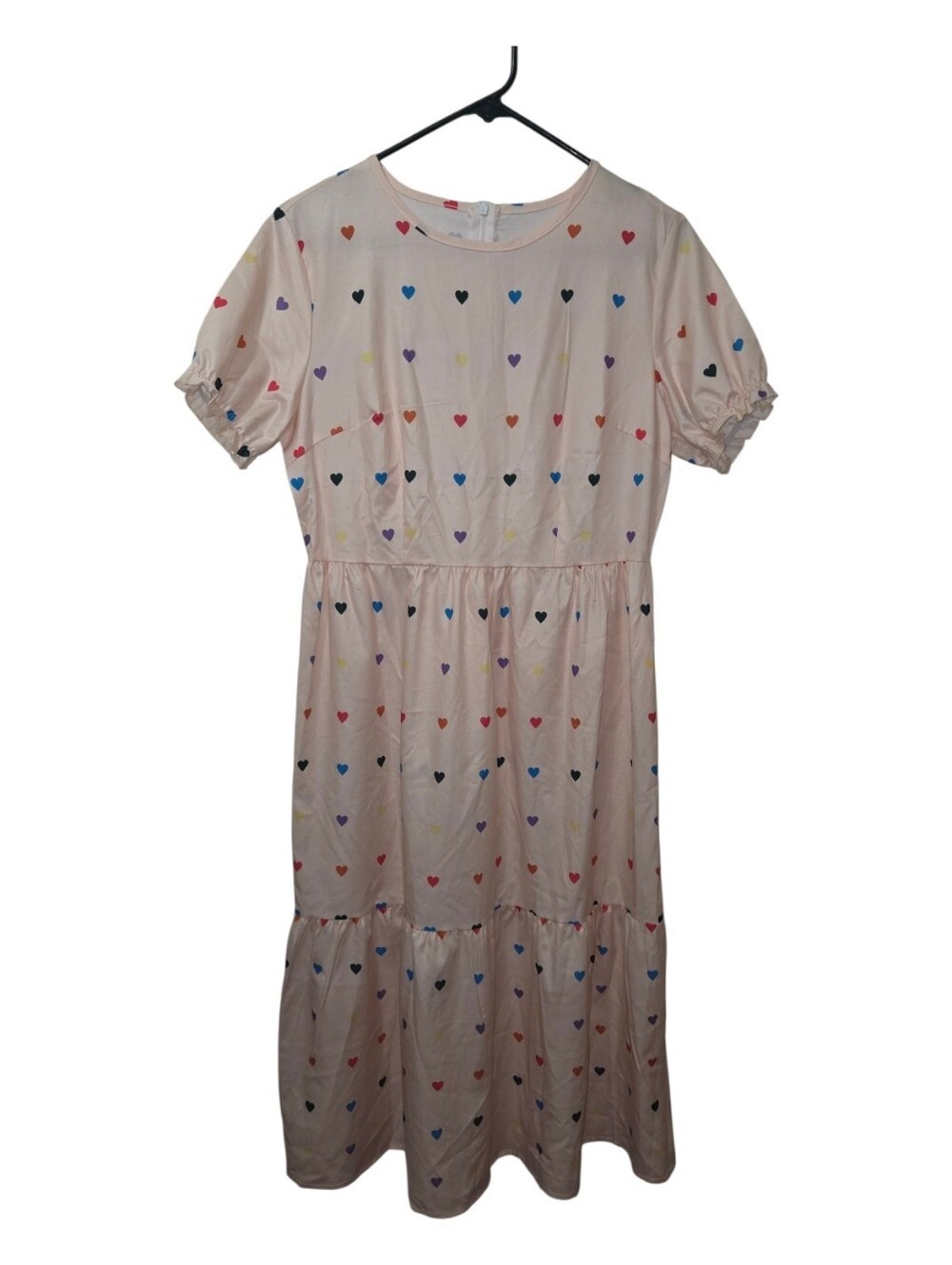 Women's Heart Print Tiered Dress No Size Tag Fits Like A Large